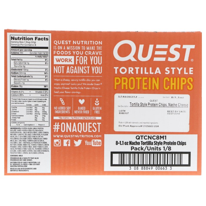 Quest protein chips nutrition facts