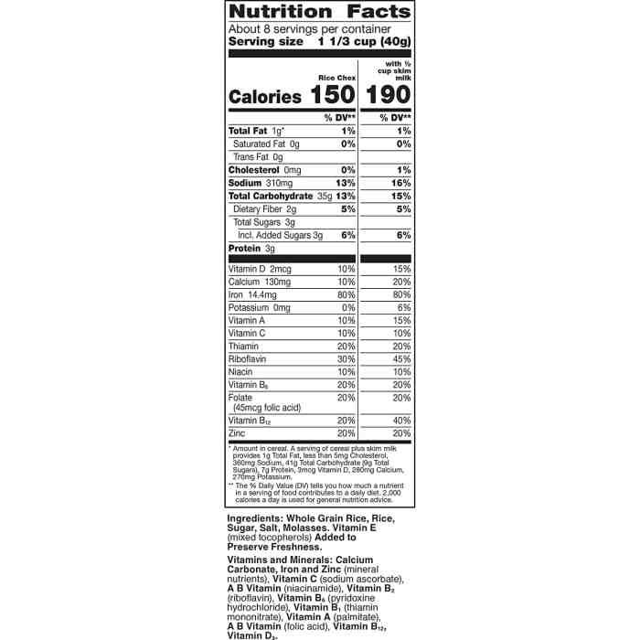 Rice chex nutrition facts