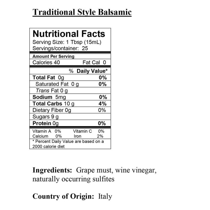 Balsamic vinegar nutrition facts