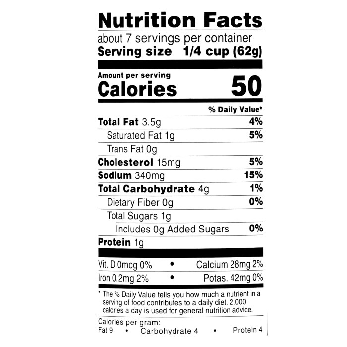 Alfredo sauce nutrition facts